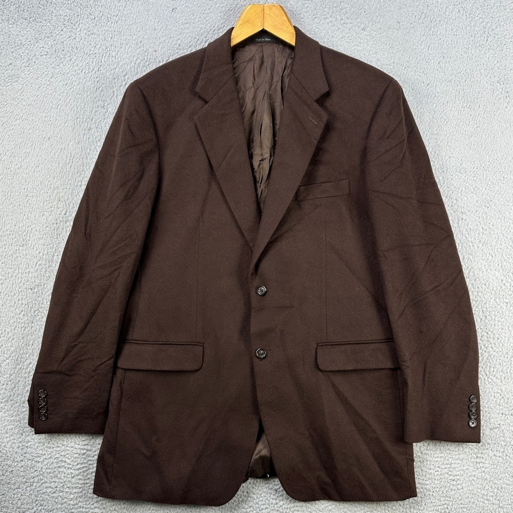 Michael Kors Cashmere Blazer Sport Coat Men 44L Brown Formal Pockets Long Sleeve